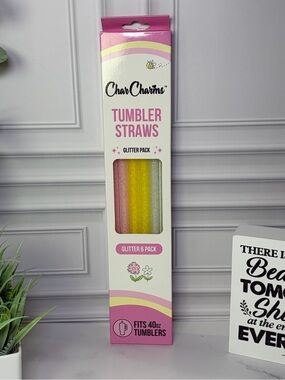 CharCharms 40oz Straws Glitter Pink Blue & Yellow